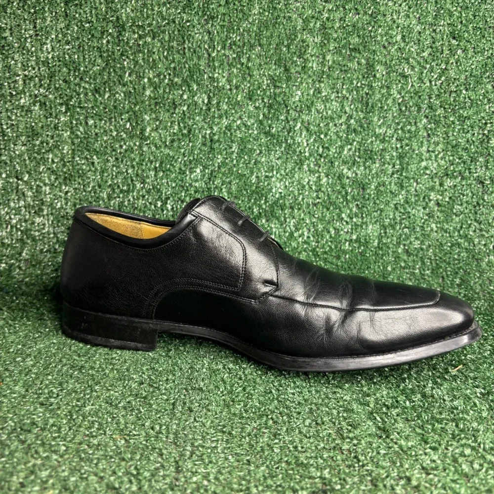 Magnanni‎ Leather Lace Up Apron Toe 12653 Classic Derby Shoes Black Mens Sz 11 D